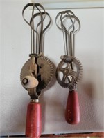 Lot of 2 vintage Red Handle Hand mixers