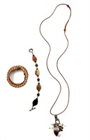 Brown-Toned Fashion Bracelets and a Necklace
