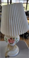 Hand painted white glass lamp