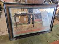 Beveled edge wood framed mirror
