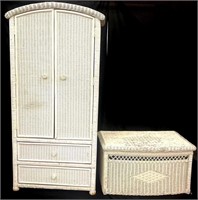 Hand Made Wicker Wardrobe and Trunk