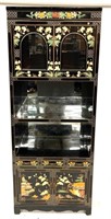 Black Lacquer with Carved Embellishments Cabinet