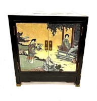 Chinese Relief Black Lacquer Small Cabinet