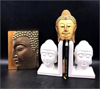 Collection of Thai Buddha Bookends and Decor
