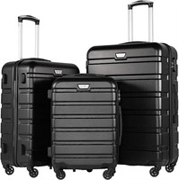 Coolife Luggage 3 Piece Set - BLACK