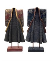 Two Plastic Resin Kimono Statues on Stands