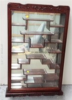 Carved Wood & Mirror Chinese Display Cabinet