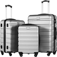 Coolife Luggage 3 Piece Set - SILVER