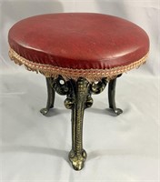 Leather Foot Stool/Brass Bottom