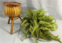 Wicker Plant Stand with faux Fern