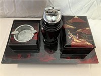 Vintage lacquer smokers set.