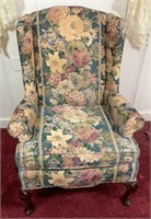 Wing Back Queen Ann Floral Chair