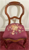 Antique Chair w/Crewel Stitch Seat Cover
