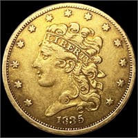 1835 $5 Gold Half Eagle CLOSELY UNCIRCULATED