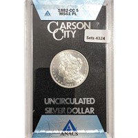 1882-CC DMPL Morgan Silver Dollar ANACS MS61 PL