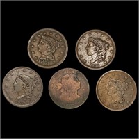 (5) Large Cents (1807, (2) 1838, 1843, 1851) NICE