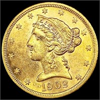 1902-S $5 Gold Half Eagle UNCIRCULATED