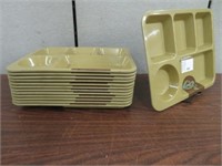13 PLASTIC GREEN MEAL TRAYS APPROX. 10'X 12.5"