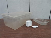 2 CLEAR PLASTIC INSERTS W WHITE SAUCE BOWLS