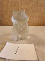 Franklin Mint 7" Frosted Glass Cat- HEAVY