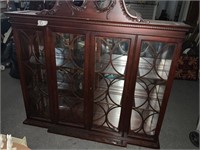 Oak and glass hutch- 2 pieces