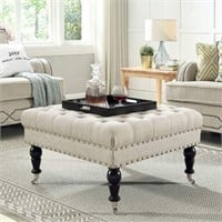 24KF Large Tufted Button Ottoman Coffee Table,