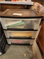 3 drawer plastic organizer  on wheels-