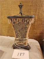 Vintage beaded fabric lamp -15"
