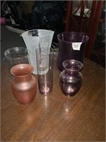 6 assorted vases