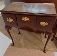 Queen Anne Style Mahogany 3 Drawer Lowboy