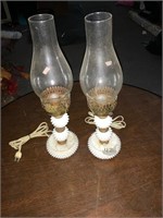 2- hobnail lamps with globes