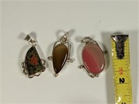 large sterling silver pendants with stones