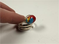 sterling silver ring with colourful stone