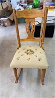 Antique Rocking Chair w/ Embroidered Seat