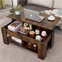 Lift Top Coffee Table with Storage, 2 Open Shelves
