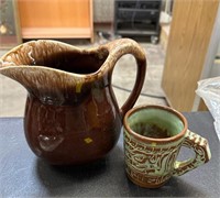 Frankoma Pottery Coffe Cup and Stoneware Pitcher