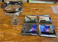 Mirrored Coasters and Silver Edged Compote