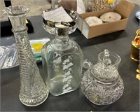 Etched Apothecary Jar and Pressed Glass Containers