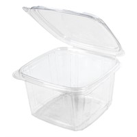 48oz smooth wall clear hinged container B111