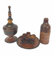 Wooden Eggcups, Urn & Bottle