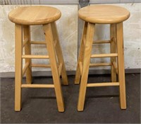 (2) Wooden Barstools- Made in Malaysia