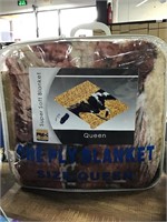 Queen Mexican Soft two horses blanket A7