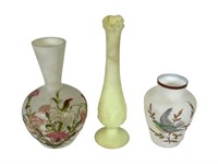 Fenton Custard Glass & 2 Vases