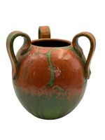 Vintage Lava Glazed Three Handled Vase