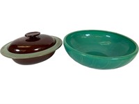 Large Green Bowl & Covered Dish