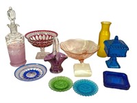 11 Pieces of Colored Glass Items