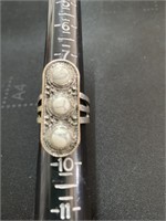 Silvertone ring with three stones