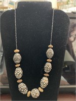 Wood beads w/seed beads necklace