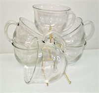 6 Vintage Clear Glass Large Coffee Cups / Tea Mugs