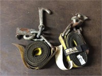 Frame hook straps for tow truck